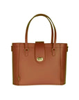 Leather Mini Twist Lock Shopper Bag - Chestnut
