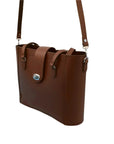 Leather Mini Twist Lock Shopper Bag - Chestnut
