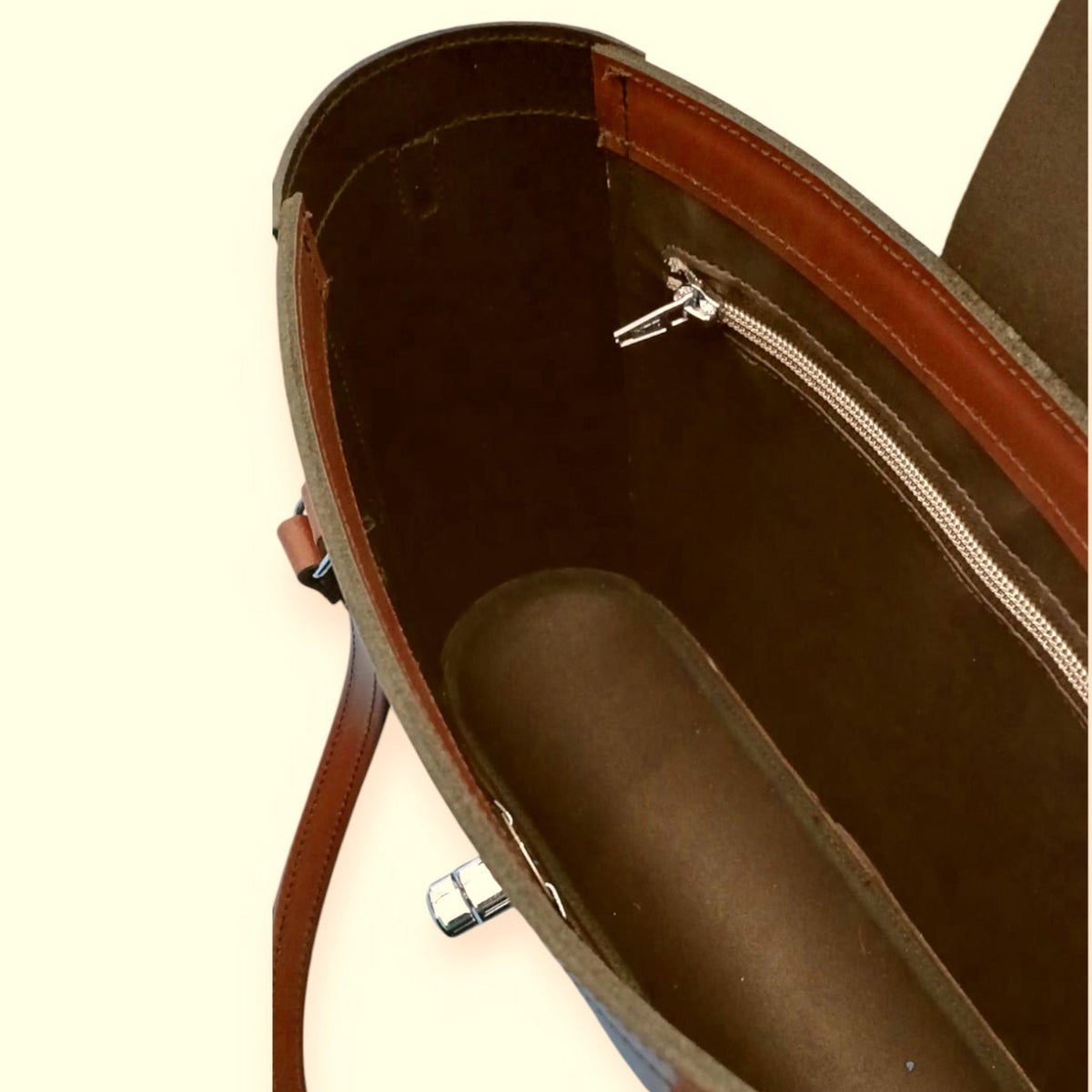 Tannery Tweed &amp; Leather Mini Twist Lock Shopper Bag - Tan