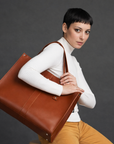 Handmade Leather Shopper - Chestnut