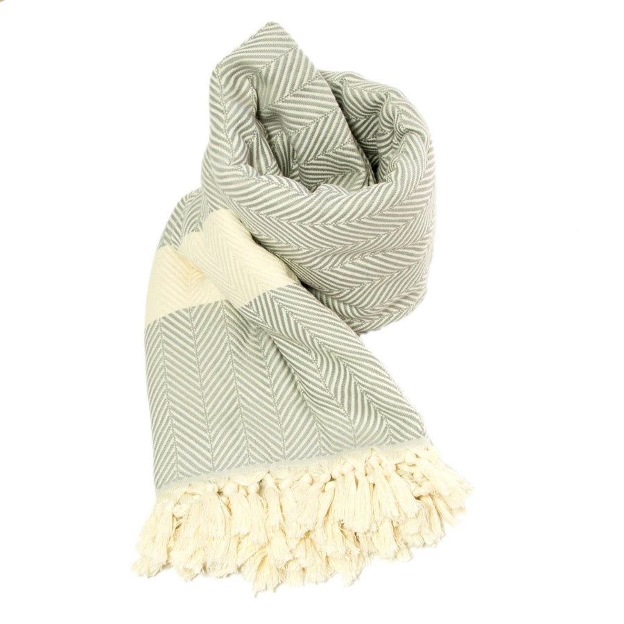 Luxury pewter chevron organic cotton throw, premium handloomed oversized blanket, stylish soft warm grey bedspread or sofa cover by Wildash London at brixbailey.com