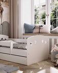 White Children's Bed with Heart Detail