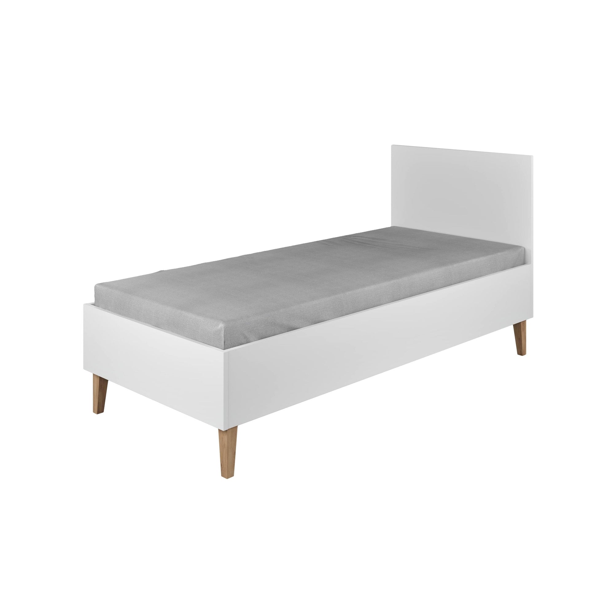 White Children's Bed with Oak Legs