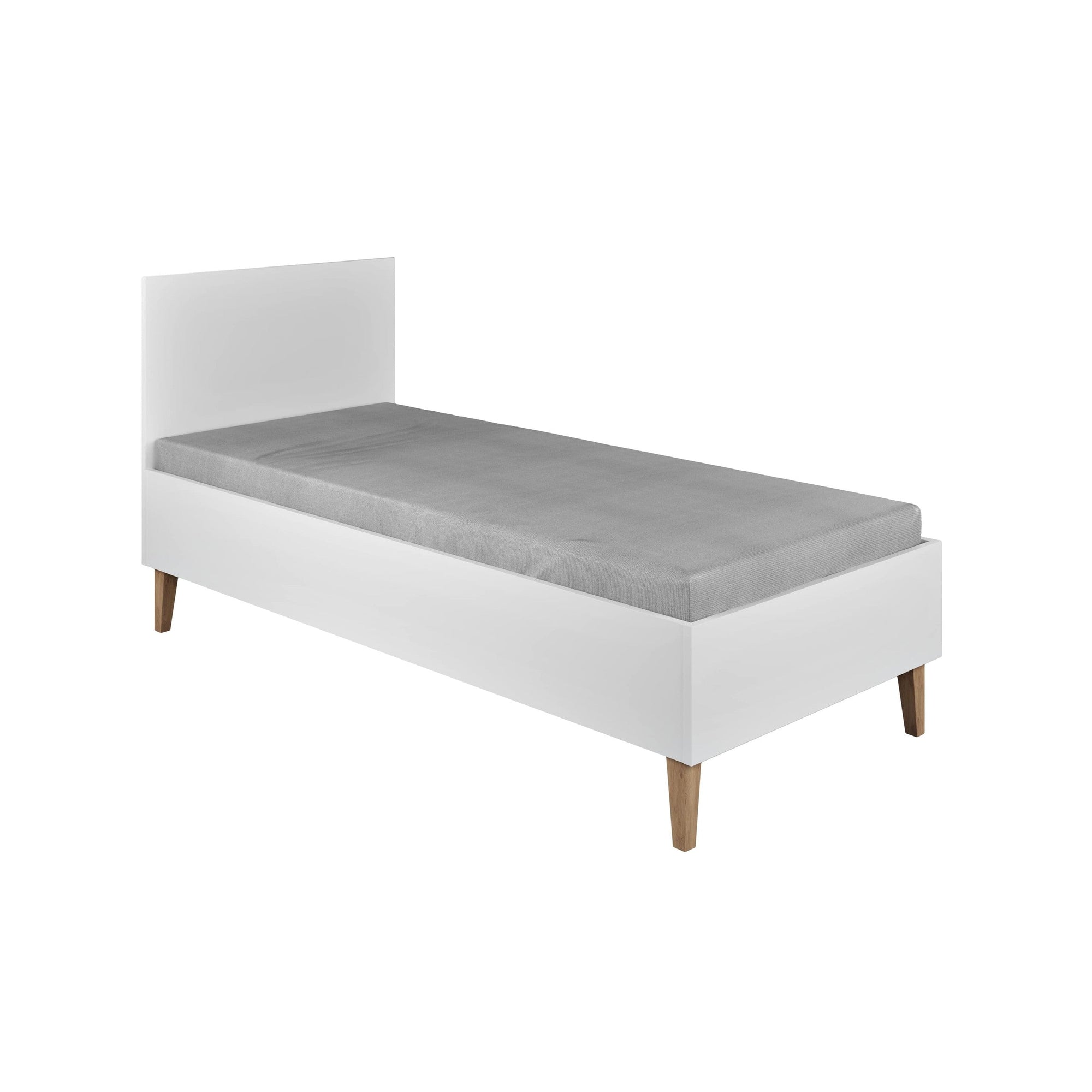 White Children's Bed with Oak Legs