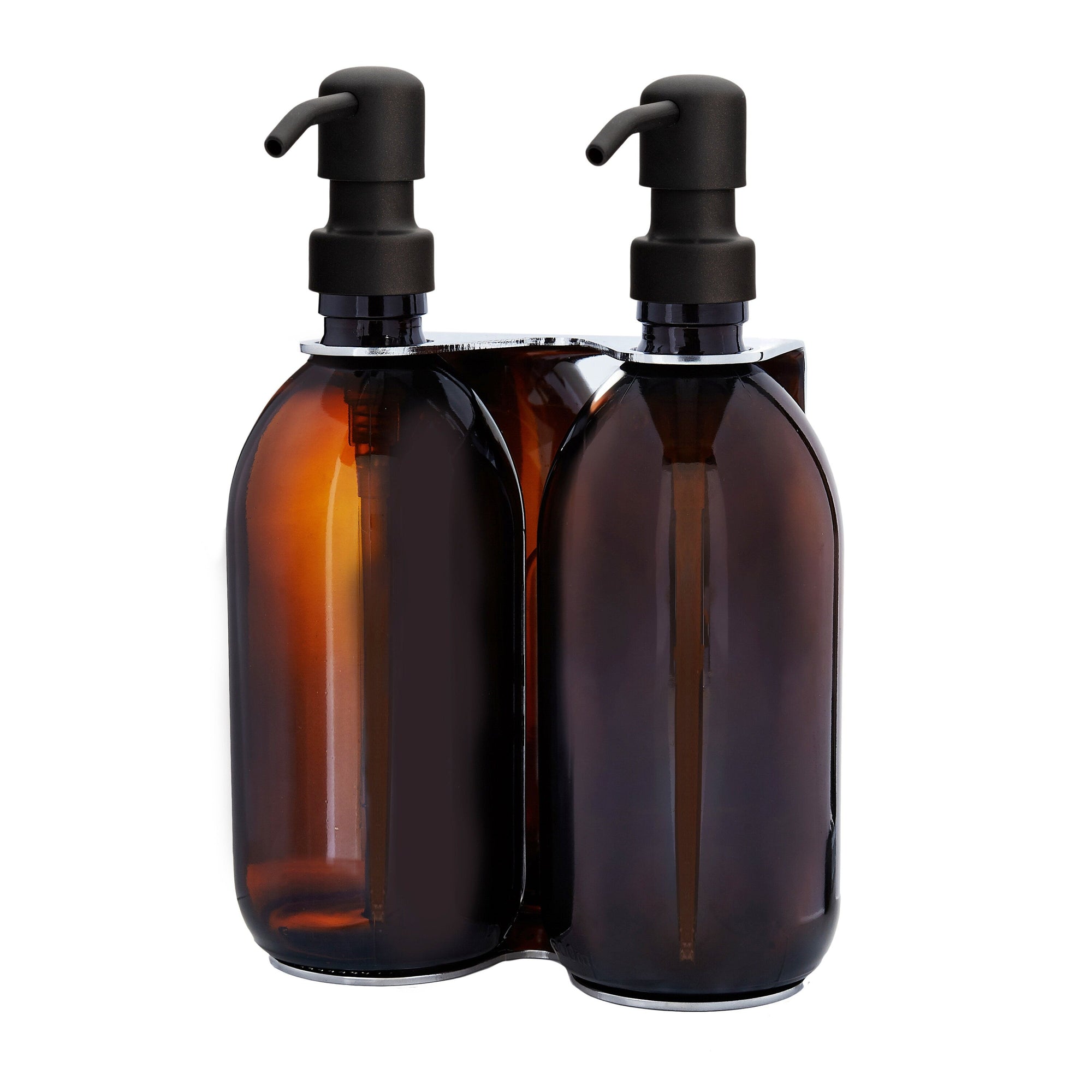 Chrome Double Wall Mounted Soap Dispenser-4