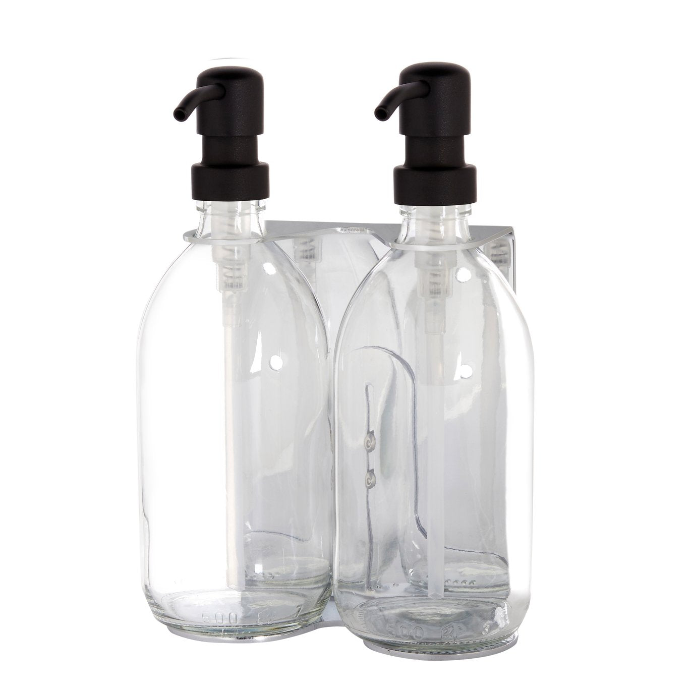 Chrome Double Wall Mounted Soap Dispenser-5