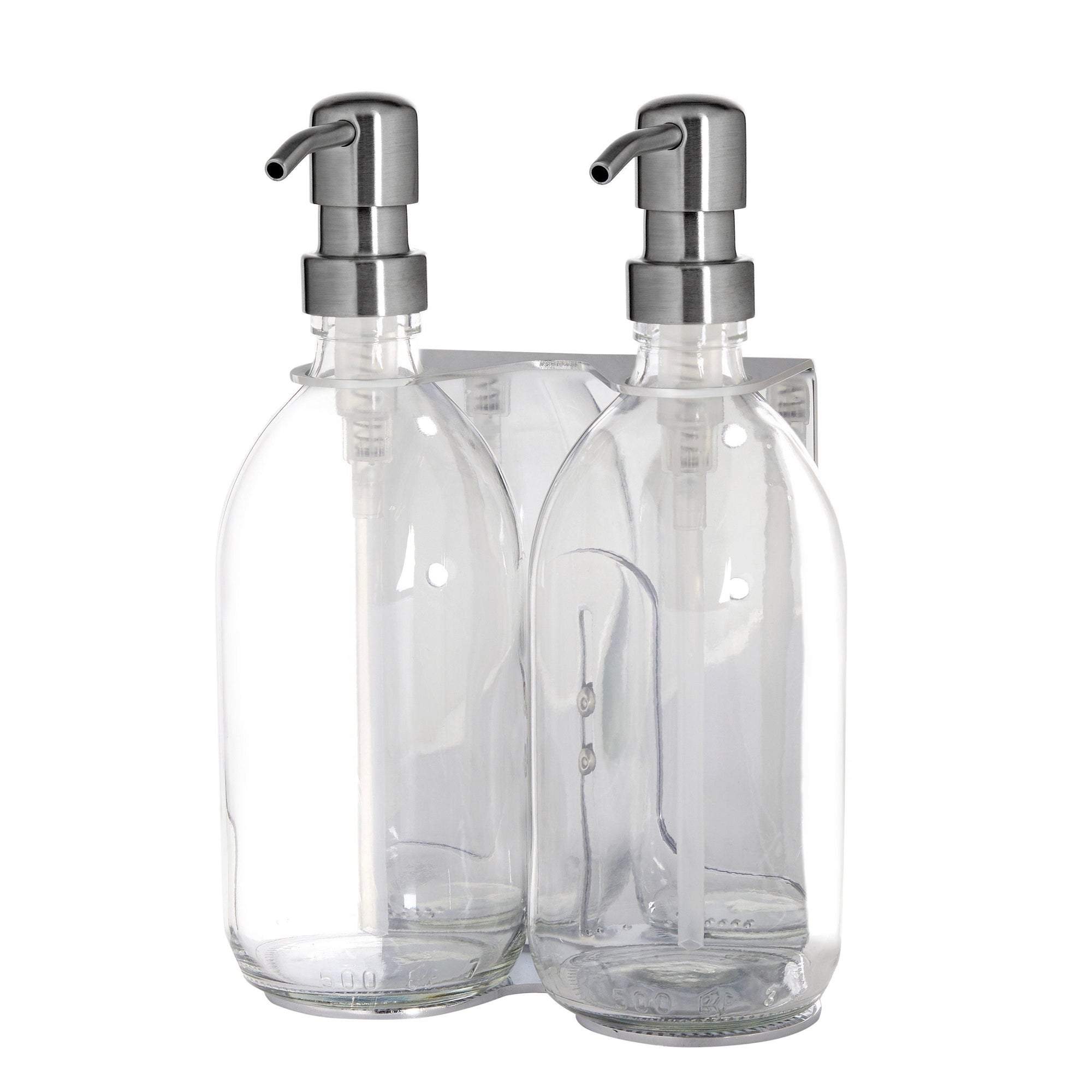 Chrome Double Wall Mounted Soap Dispenser-9