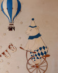 Mr. Bear and his Circus Bike – Wooden Wall Decoration
