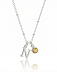 Personalised November Birthstone and Initial Necklace