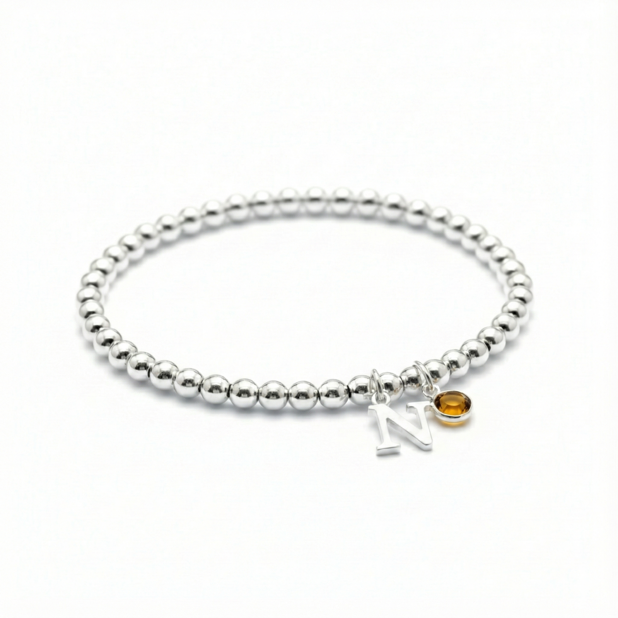 Personalised November Birthstone and Initial Bracelet | Citrine