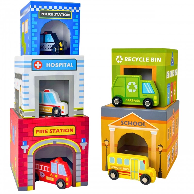 City Vehicles Puzzle Cubes for Toddlers