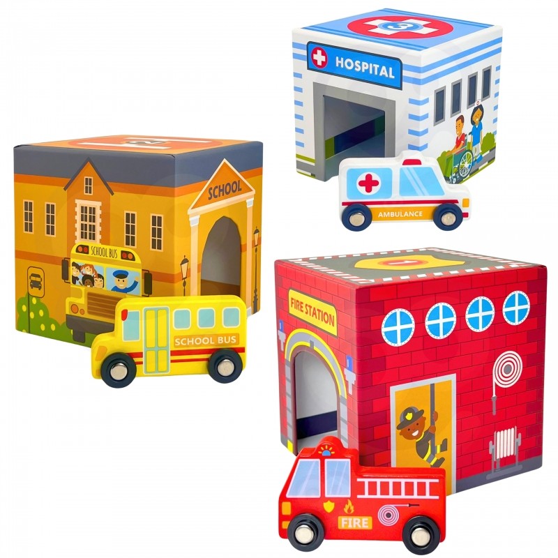 City Vehicles Puzzle Cubes for Toddlers