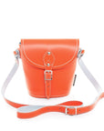 Handmade Leather Barrel Bag - Orange