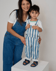Classic Wide Stripe Denim Dungarees - Blue