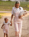 Classic Wide Stripe Denim Shorts - Pink