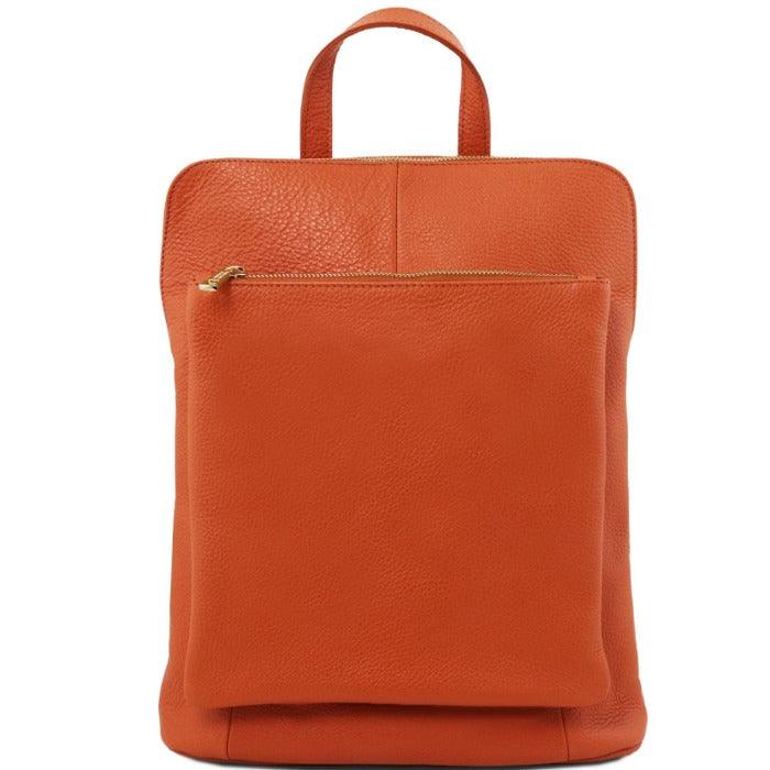 Clementine Orange Leather Backpack – Stylish & Versatile by Sostter at brixbailey.com