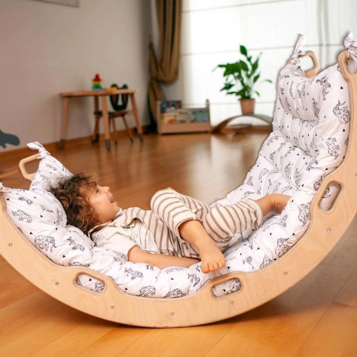 Climbing Arch Rocker with Origami Pillow | Montessori Play Set-0