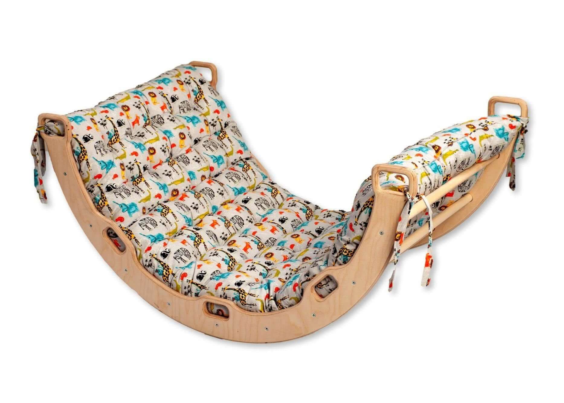 Large Wooden Climbing Arch and Rocker with Pillow Set
