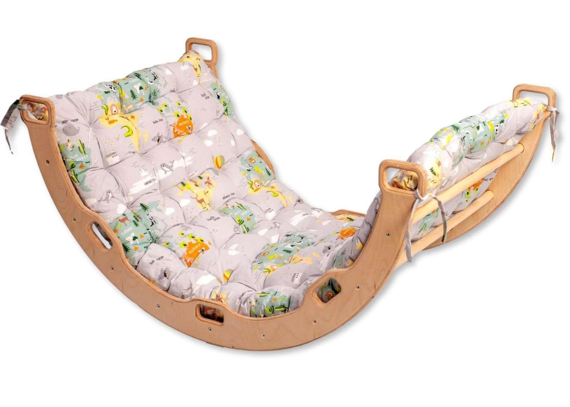 Large Wooden Climbing Arch and Rocker with Pillow Set