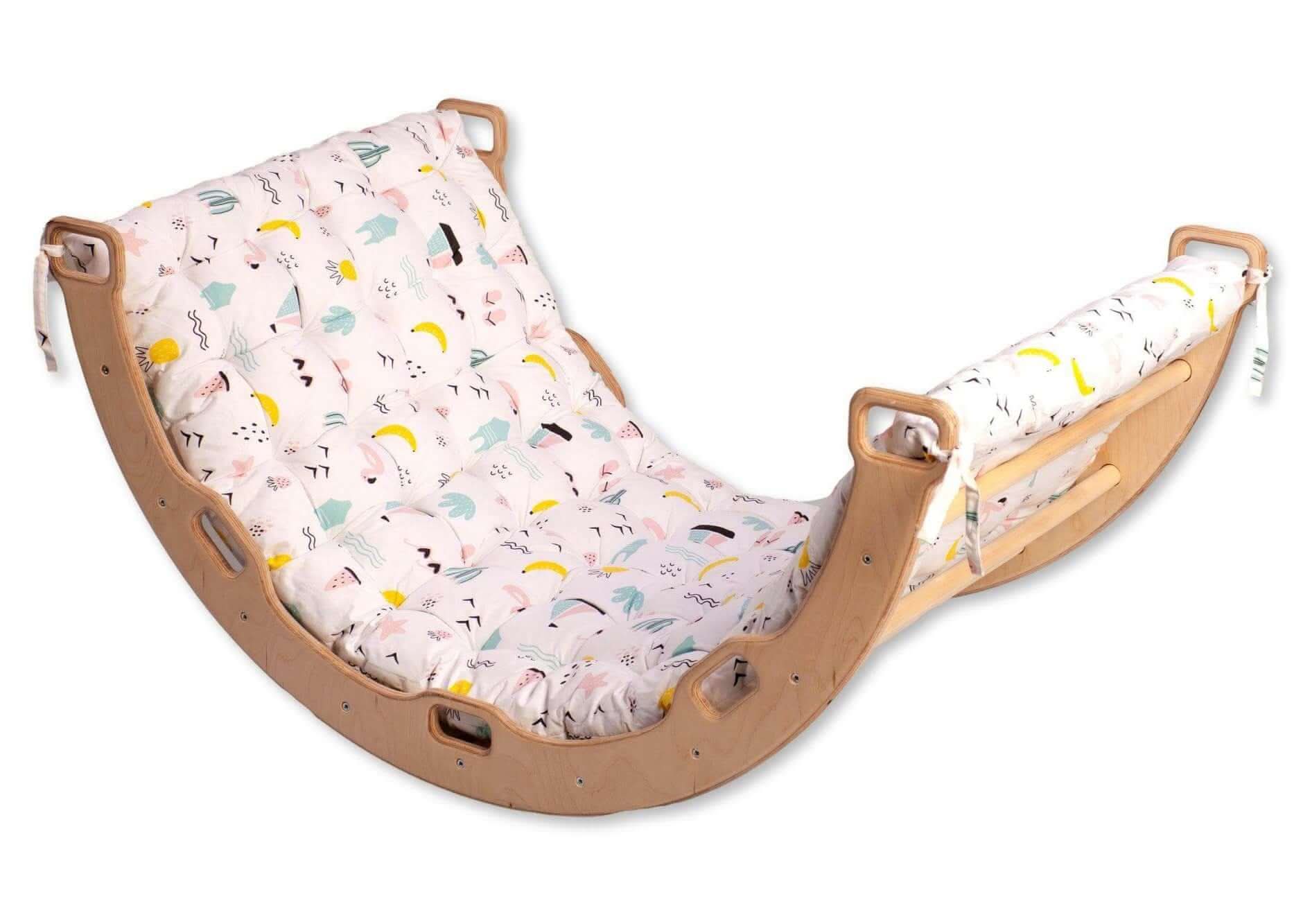 Large Wooden Climbing Arch and Rocker with Pillow Set