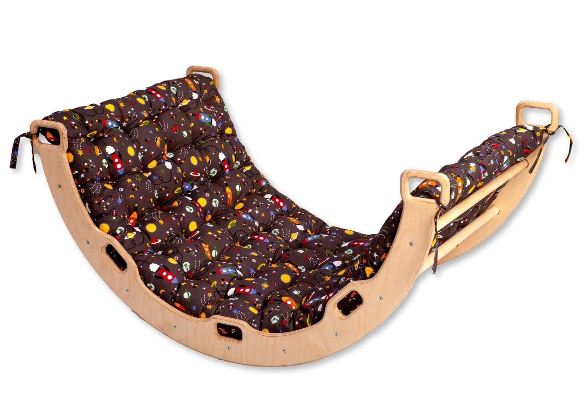 Large Wooden Climbing Arch and Rocker with Pillow Set