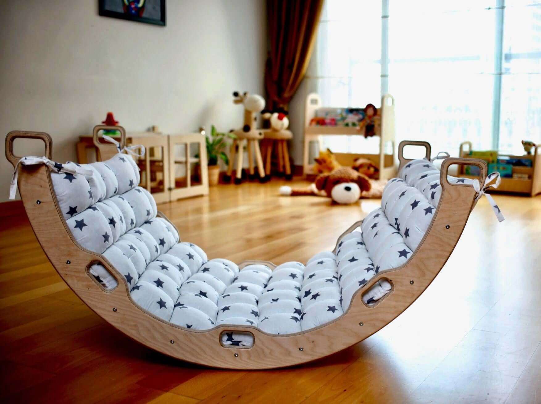 Climbing Arch with Rockwall Ramp and Star Pillow Set | Montessori Toys Set-2