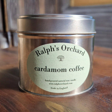 Premium Cardamom Coffee Scented Candle, luxury handcrafted soy wax candle, exotic Middle Eastern fragrance, vegan eco-friendly home decor by Ralph's Orchard at brixbailey.com