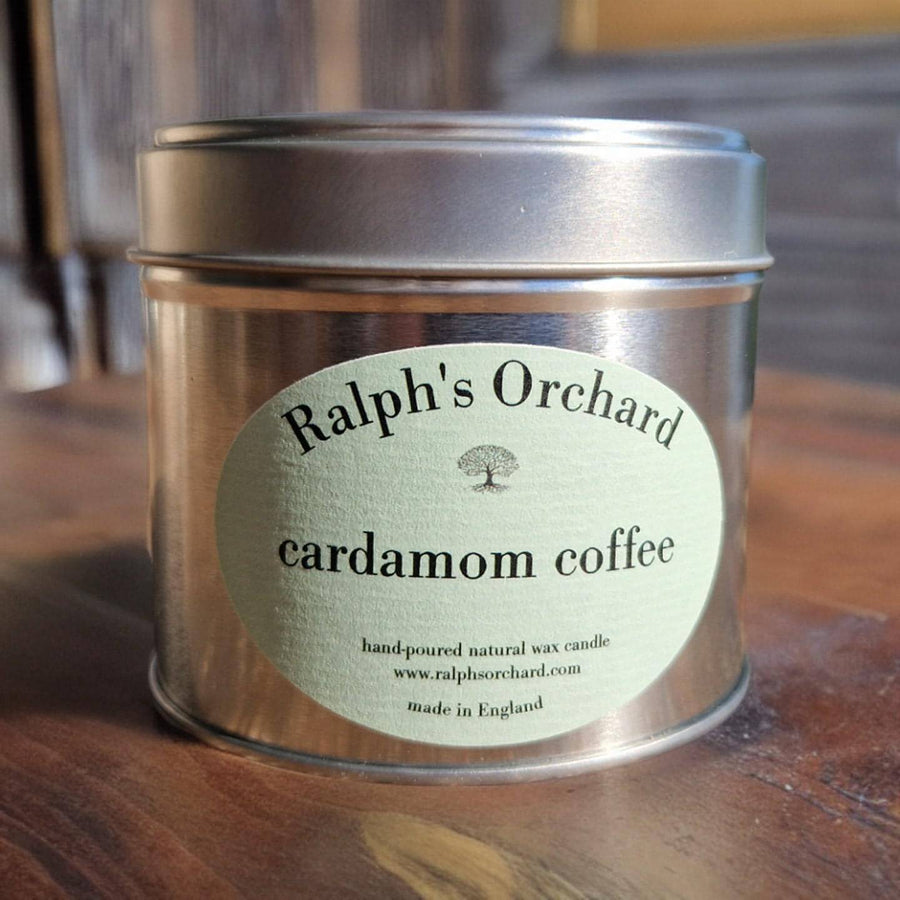 Premium Cardamom Coffee Scented Candle, luxury handcrafted soy wax candle, exotic Middle Eastern fragrance, vegan eco-friendly home decor by Ralph's Orchard at brixbailey.com
