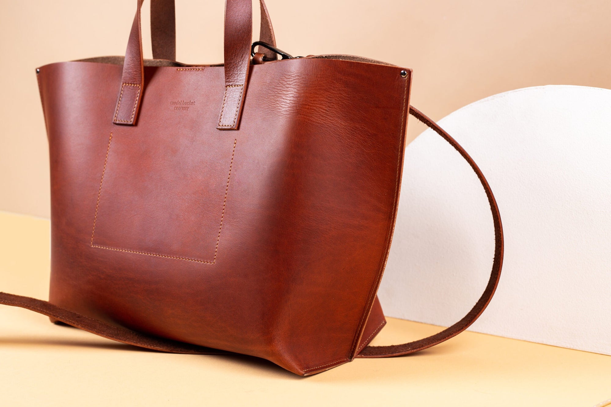 Great Model Cognac Bucket Bag
