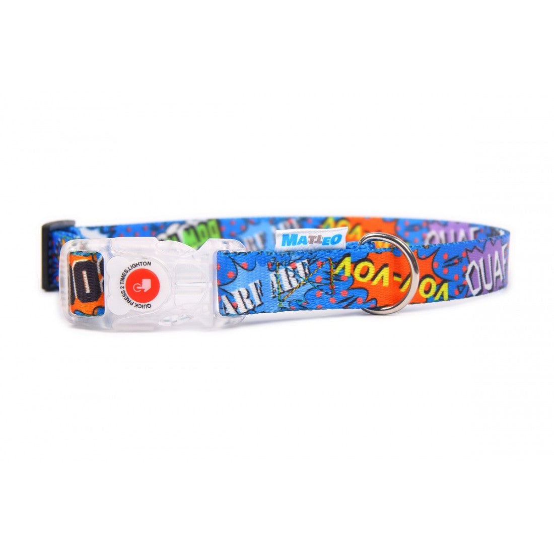 Blue Graffiti LED Light Up Dog Collar