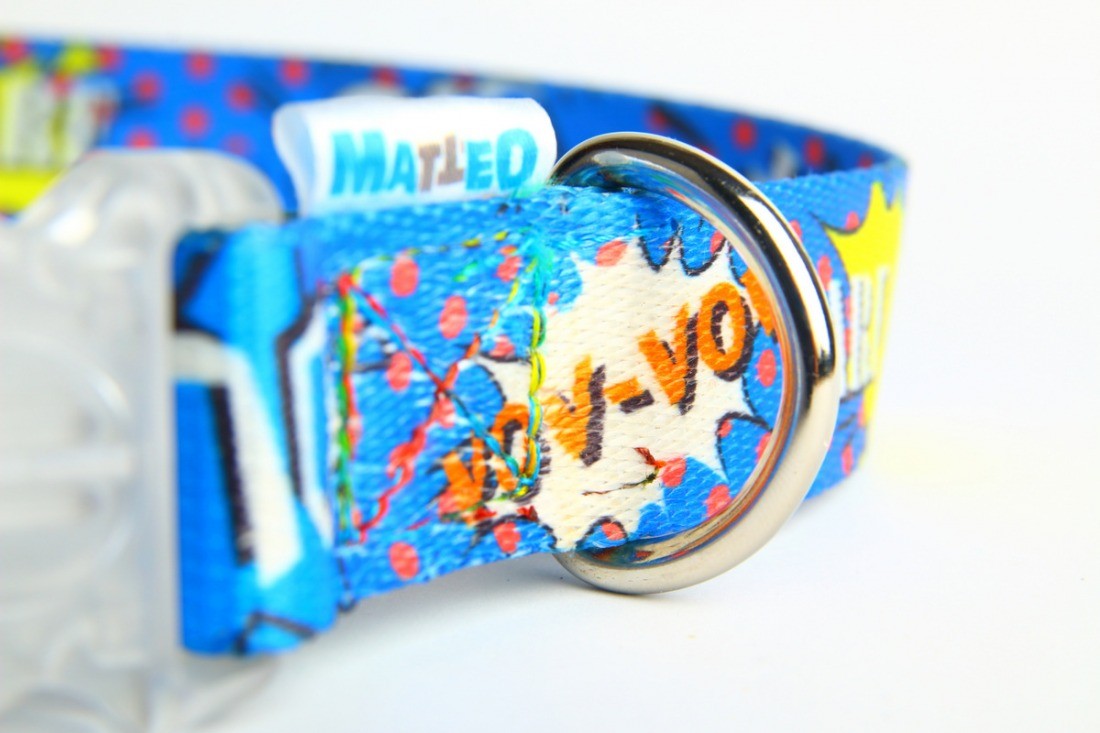 Blue Graffiti LED Light Up Dog Collar