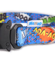 Durable Blue Graffiti Dog Collar with Metal Buckle