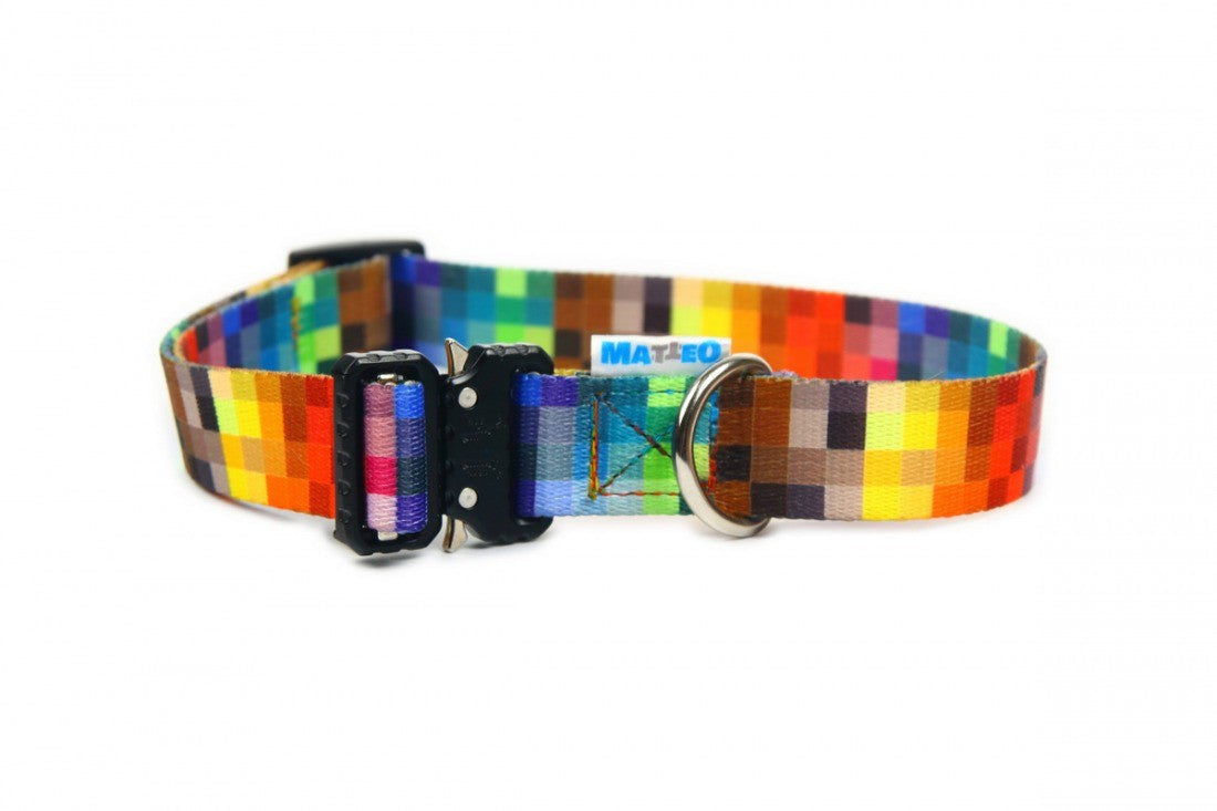 Durable Pet Collar with Metal Buckle Pixels Design