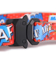 Red Graffiti Dog Collar with Metal Buckle