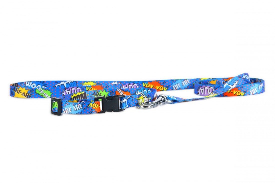 Blue Graffiti Dog Collar with Plastic Buckle