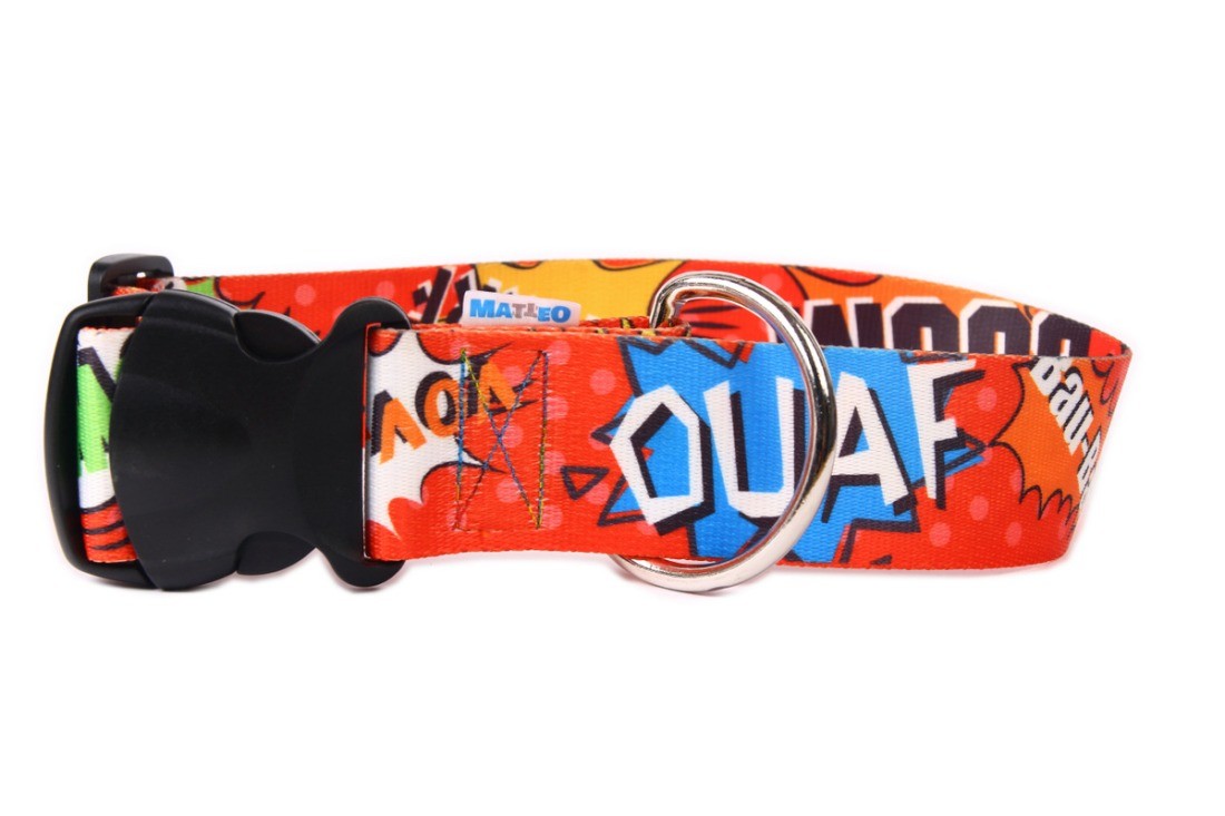 Red Graffiti Pattern Dog Collar with Buckle