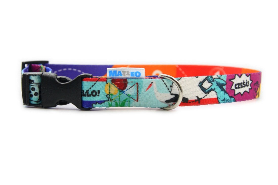 Travel Inspired Dog Collar with Plastic Buckle