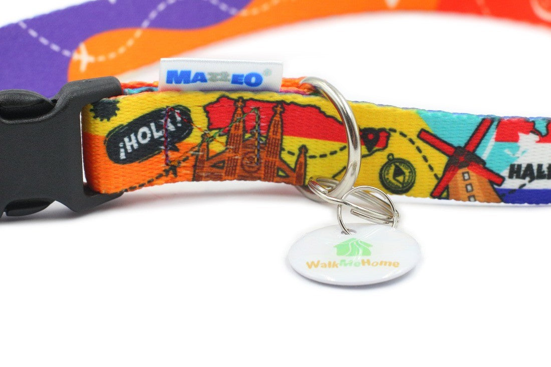 Travel Inspired Dog Collar with Plastic Buckle