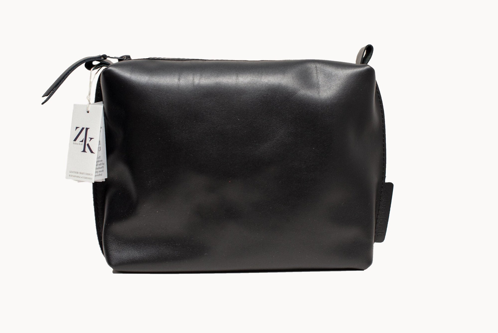 Zelma Kraft Handmade Leather Cosmetic Bag – Unisex & Durable by Zelma Kraft at brixbailey.com
