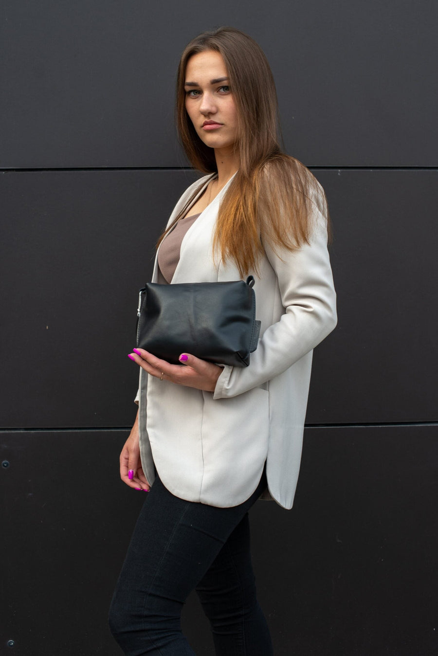 Handmade Leather Cosmetic Bag with Inner Pocket