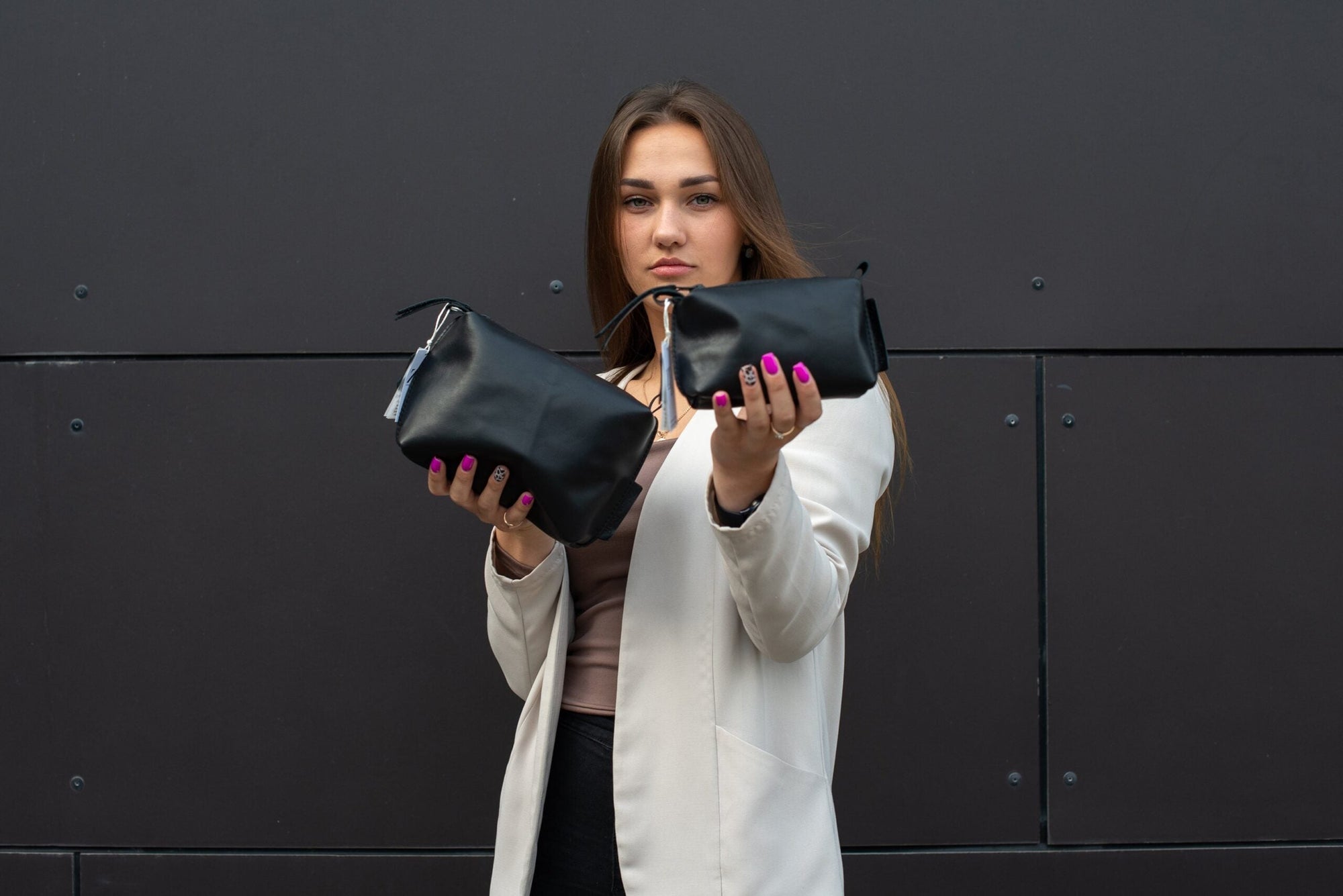 Handmade Leather Cosmetic Bag with Inner Pocket