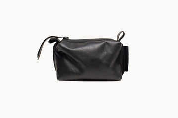 Handmade Leather Cosmetic Bag with Zipper and Pocket