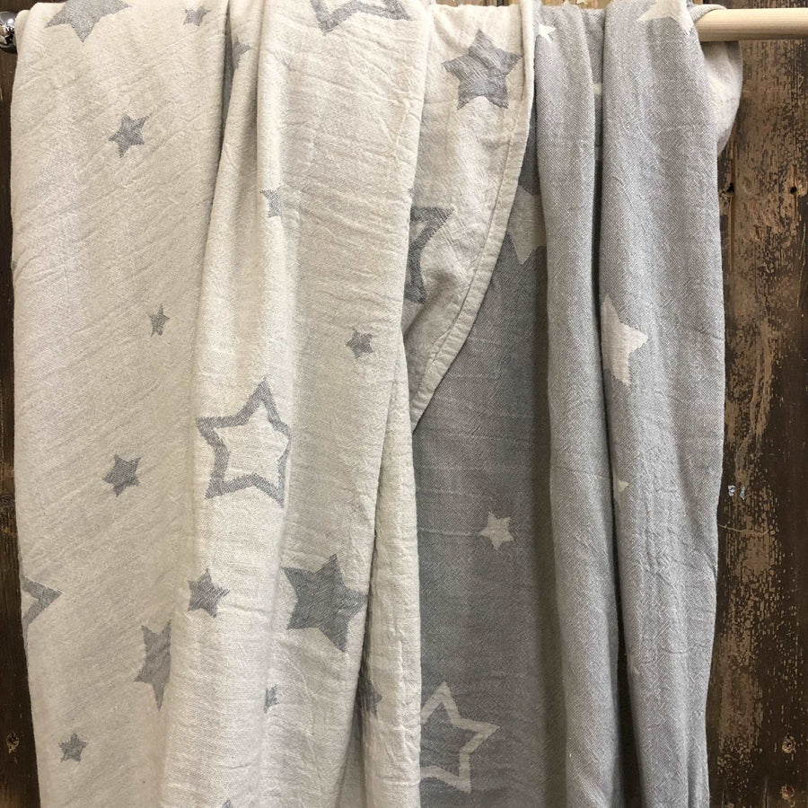 Luxury constellations jacquard baby blanket throw, premium 100% organic cotton, stylish dove grey, soft and cozy, 100cm x 160cm by Wildash London at brixbailey.com