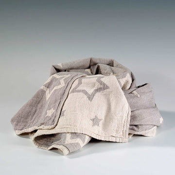 Luxury constellations jacquard baby blanket throw, premium 100% organic cotton, stylish dove grey, soft and cozy nursery essential by Wildash London at brixbailey.com