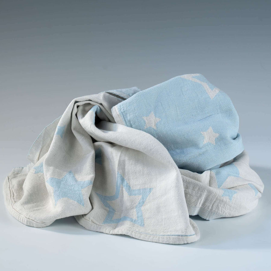 Luxury constellations jacquard baby blanket, premium organic cotton throw, stylish sky blue, best-selling nursery decor, 100 x 160 cm by Wildash London at brixbailey.com