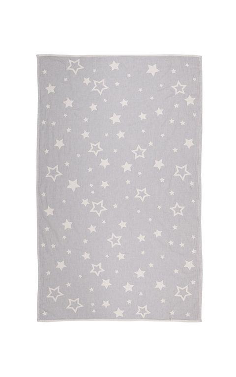 Luxury constellations jacquard baby blanket throw, premium 100% organic cotton, stylish dove grey, soft and cozy, 100cm x 160cm by Wildash London at brixbailey.com