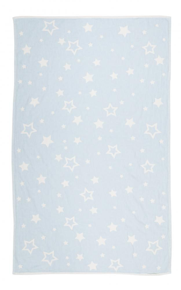 Luxury jacquard hammam towel, premium organic cotton throw, stylish sky blue constellations design, 140cm x 170cm by Wildash London at brixbailey.com