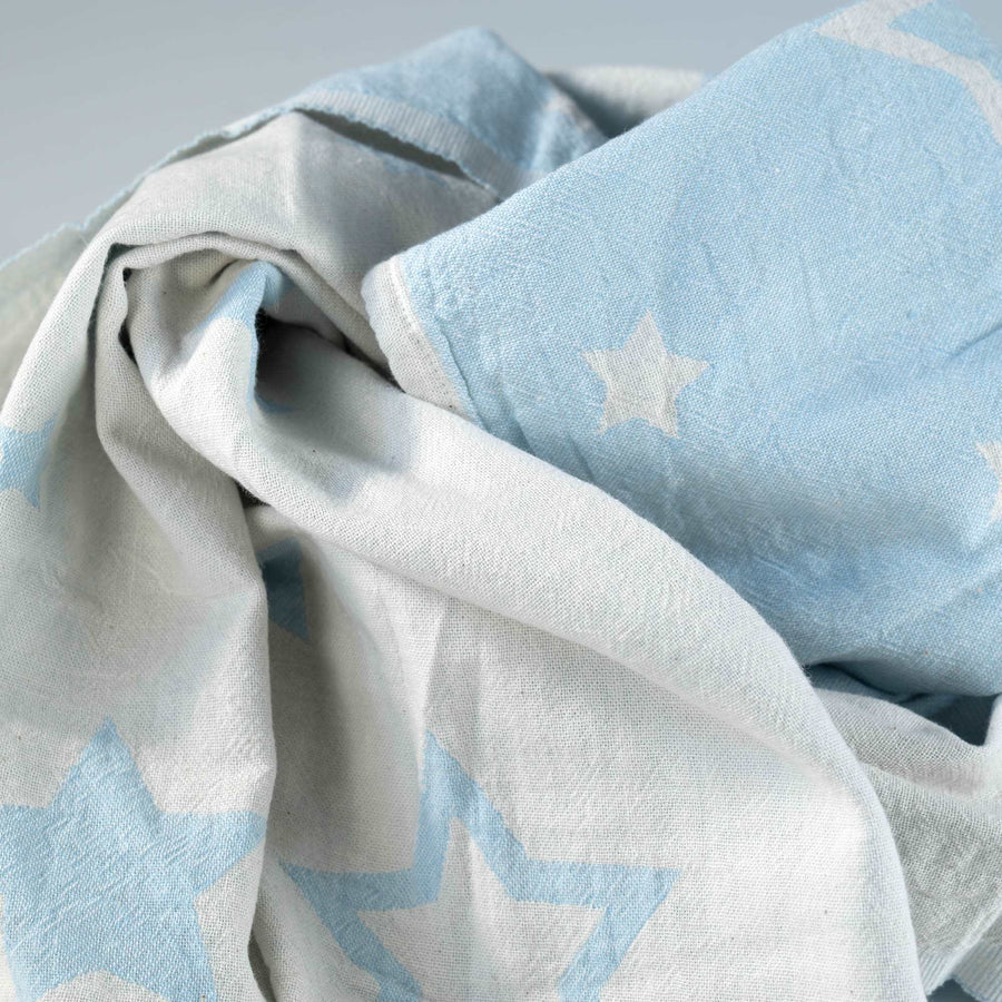 Luxury jacquard hammam towel, 100% organic cotton, constellations design, sky blue, stylish throw or sofa cover, 140cm x 170cm by Wildash London at brixbailey.com