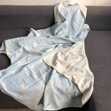 Luxury jacquard weave hammam towel, 100% organic cotton, constellations design, sky blue, stylish throw, premium soft, 140cm x 170cm by Wildash London at brixbailey.com