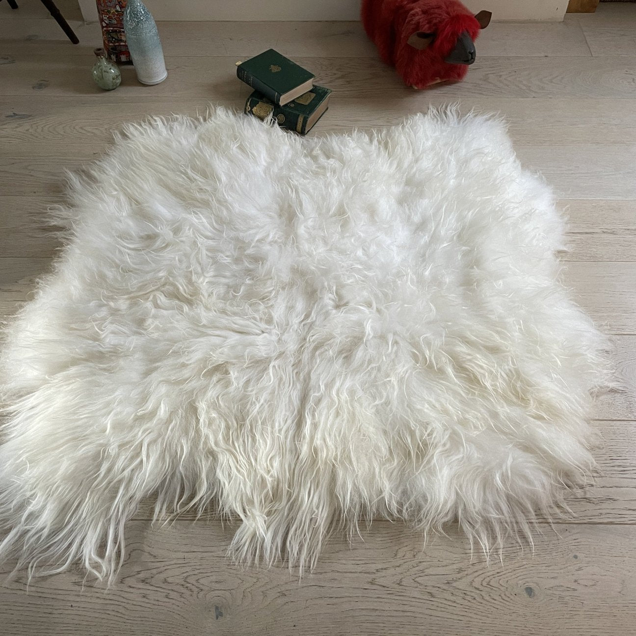 Luxury Icelandic sheepskin rug, 100% natural white long fur, double side by side, premium handmade home decor by Wildash London at brixbailey.com